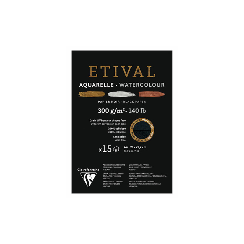 Blok Clairefontaine etival black 300g 15ark - sklep plastyczny - szał
