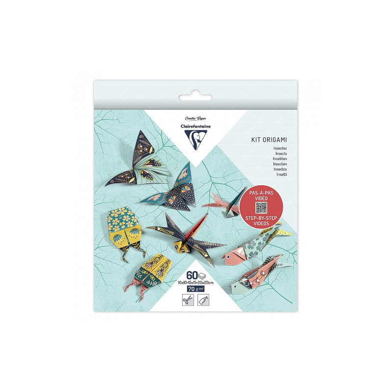 Clairefontaine origami insect decor 10x10cm, 15x15cm, 20x20cm 70g 60ark