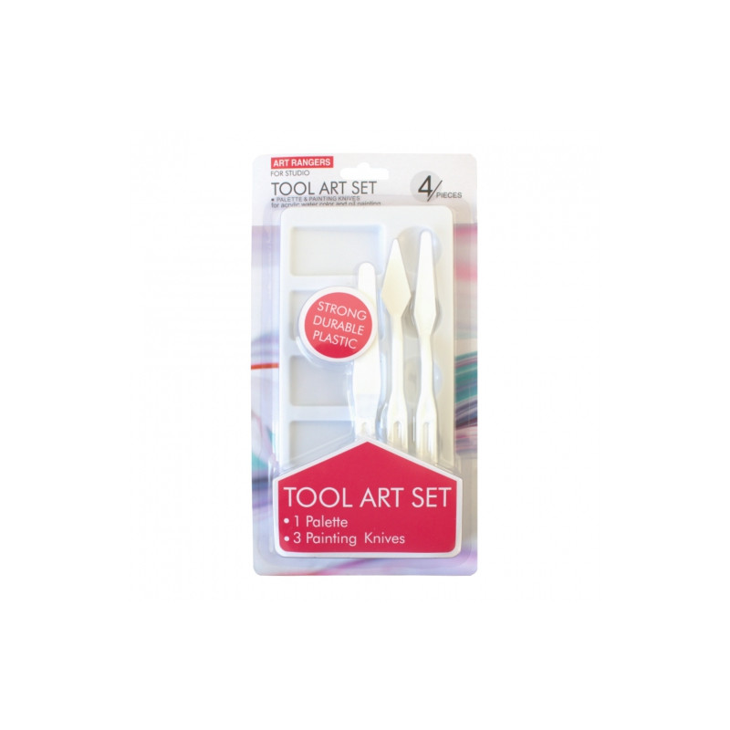 Art rangers palette and 3 painting knives set 4pcs