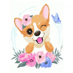 Brushme painting by numbers kids 30x40cm dog and butterfly