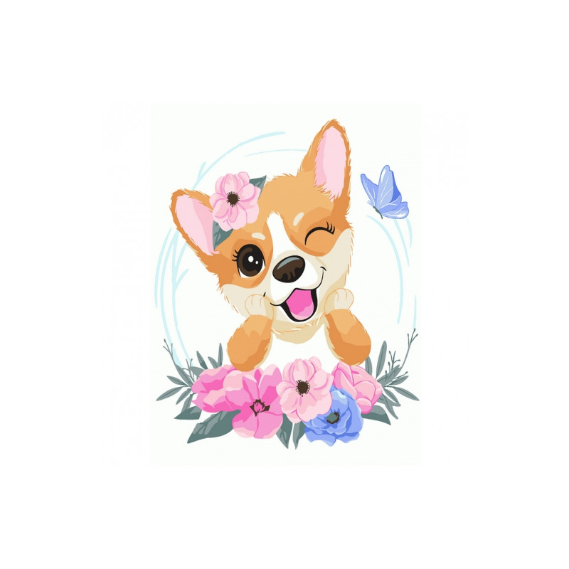Brushme painting by numbers kids 30x40cm dog and butterfly