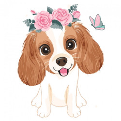 Brushme painting by numbers kids 30x40cm dog with flowers