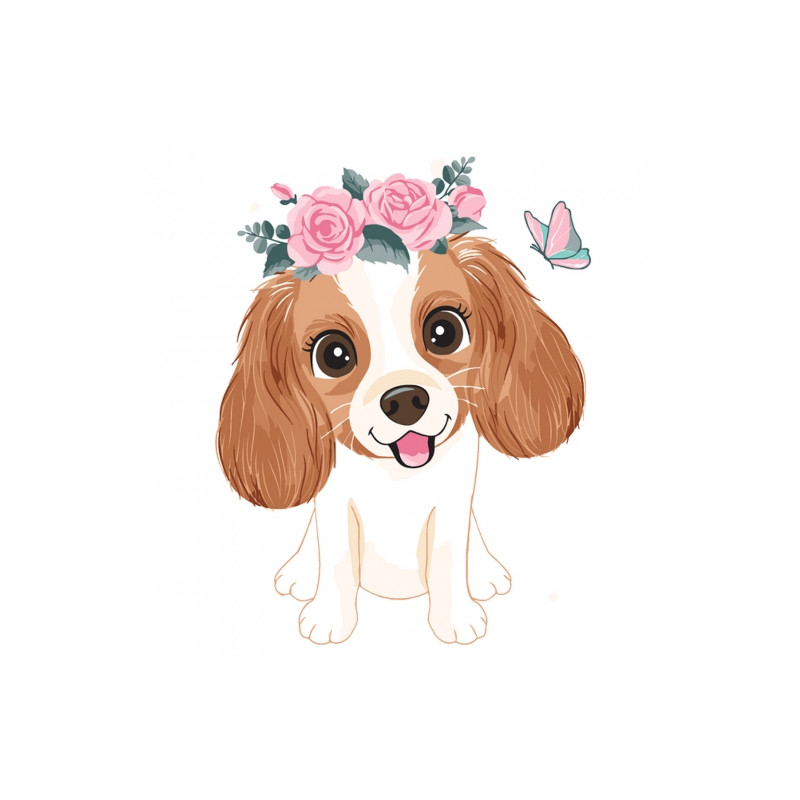 Brushme painting by numbers kids 30x40cm dog with flowers