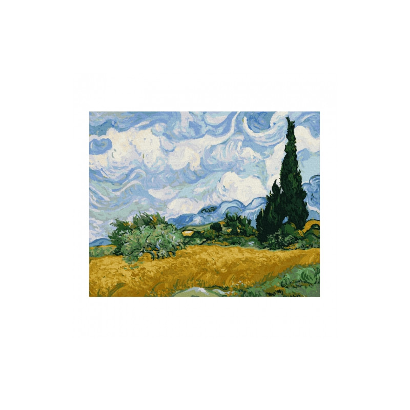 Brushme painting by numbers 40x50cm 26 col green wheat field with cypr