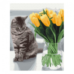 Brushme painting by numbers 40x50cm 29 col kitty and tulips