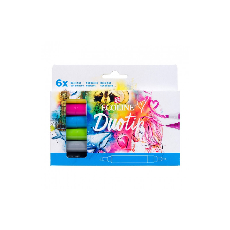 Talens ecoline duo tip basic set of 6 markers