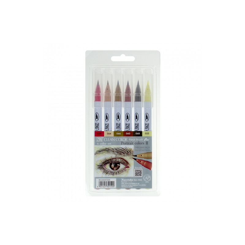 Kuretake clean color real brush portrait 2 set of 6 markers