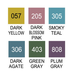 Kuretake clean color real brush smoky colors zestaw 6 pisaków - sklep