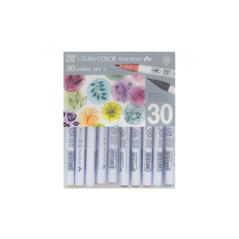 Kuretake clean color real brush set A zestaw 30 pisaków pędzelkowych -