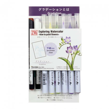 Kuretake zig exploring watercolor flowers gradation - sklep plastyczny