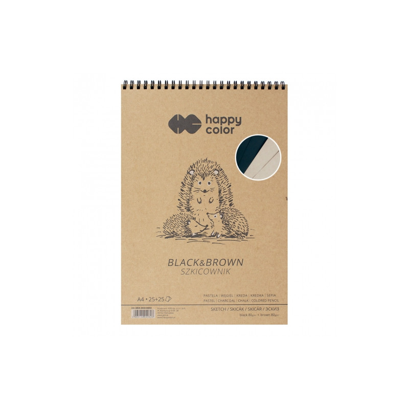 Sketchbook Happy Color black&brown 80g 25+25sh spiral