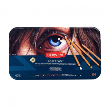 Derwent lightfast set of 100 art crayons in a metal case