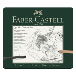 Faber-Castell pitt węgiel rysunkowy zestaw 24szt - sklep plastyczny -