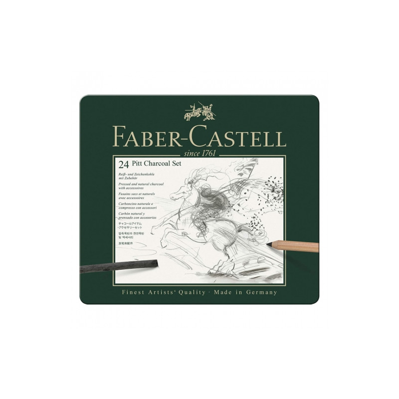 Faber-Castell pitt węgiel rysunkowy zestaw 24szt - sklep plastyczny -
