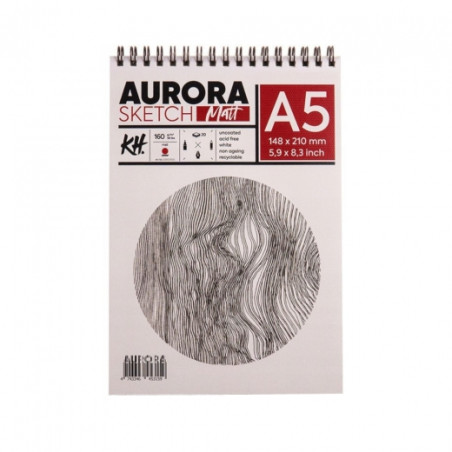 Aurora sketch matt, smooth 160g block, 20 sheets on a spiral