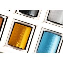 Winsor&Newton cotman zestaw akwareli metalicznych 8 półkostek - sklep