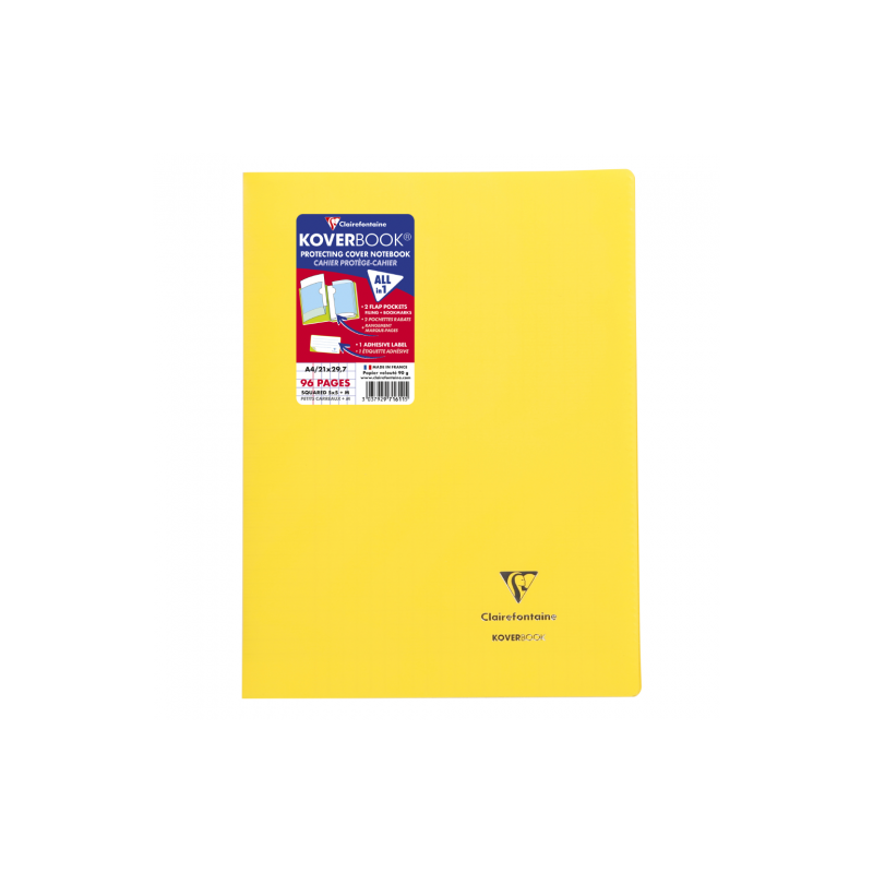 Clairefontaine koverbook squared notebook with a margin A4 90g 96 page