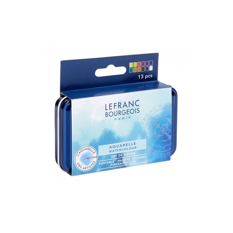 Lefranc&Bourgeois zestaw 12 akwareli w półkostkach metalowe opakowanie