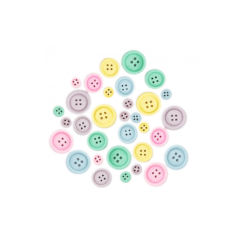 DpCraft pastel wooden buttons mix 30 pcs