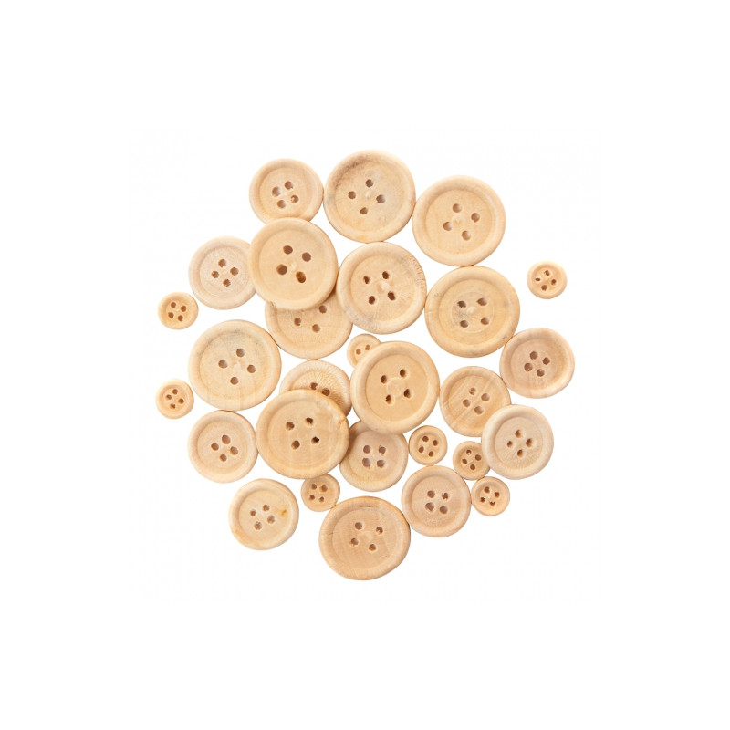 DpCraft wooden buttons natural mix 30 pcs