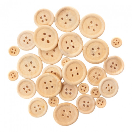 DpCraft wooden buttons natural mix 30 pcs