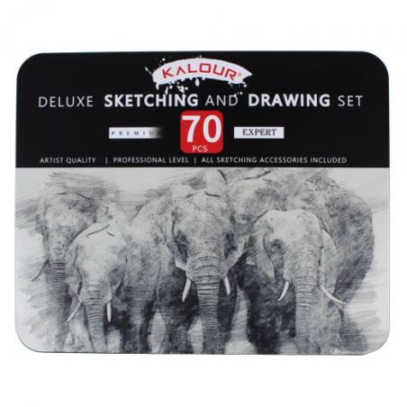Kalour deluxe sketching adn drawing zestaw XXL 70 elementów - sklep pl