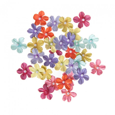 DpCraft paper flowers rainbow with pearl 2cm 32pcs