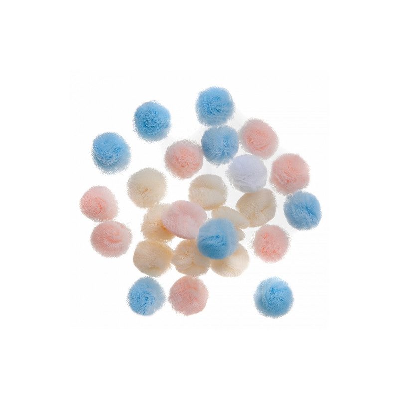 DpCraft pompoms tulle pastel 2cm 24 pcs