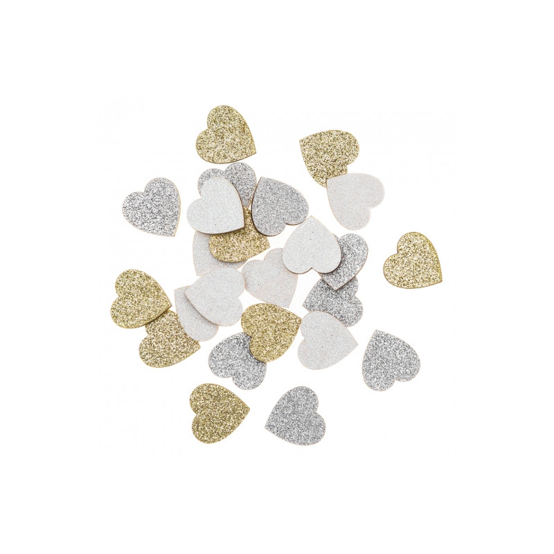 DpCraft wooden glitter hearts 1.5cm 24pcs