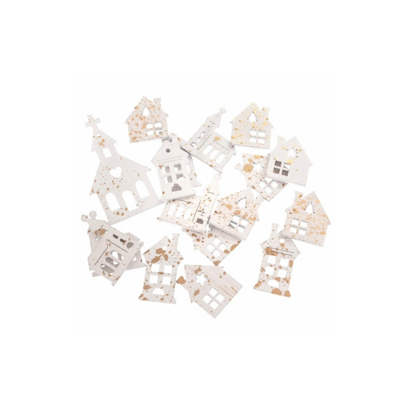 DpCraft wooden houses white gilded 17pcs