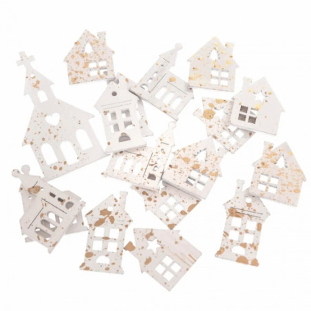 DpCraft wooden houses white gilded 17pcs