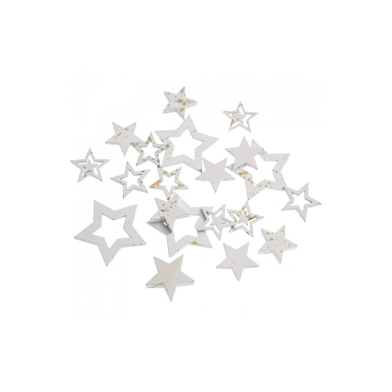 DpCraft wooden white gilded stars 20pcs