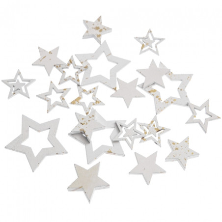 DpCraft wooden white gilded stars 20pcs