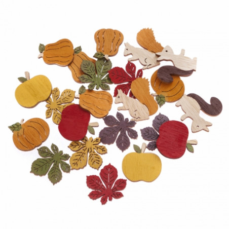 DpCraft autumn wooden self-adhesive motifs 20pcs