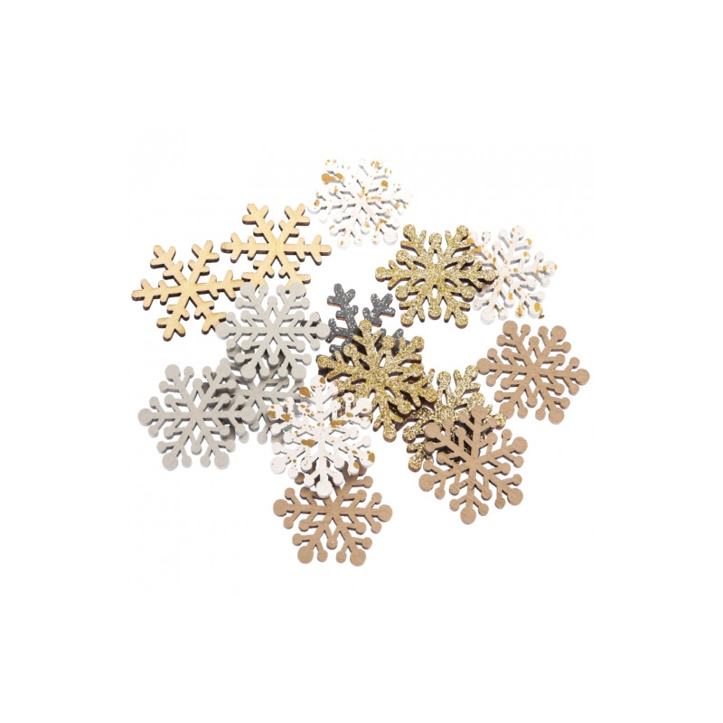 DpCraft wooden snowflakes neutral 15pcs