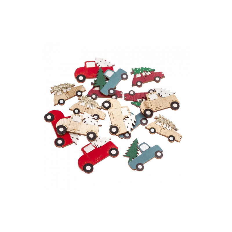 DpCraft cars with a Christmas tree wooden 15 pcs