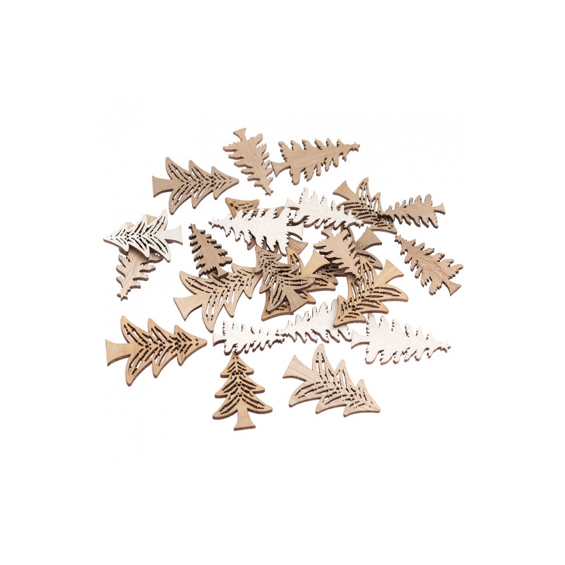 DpCraft white and natural wooden trees 24 pcs