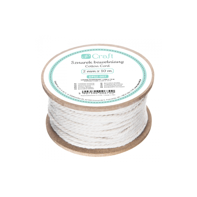 DpCraft, znurek bawełniany do makramy 2mm x 10m - sklep plastyczny - s