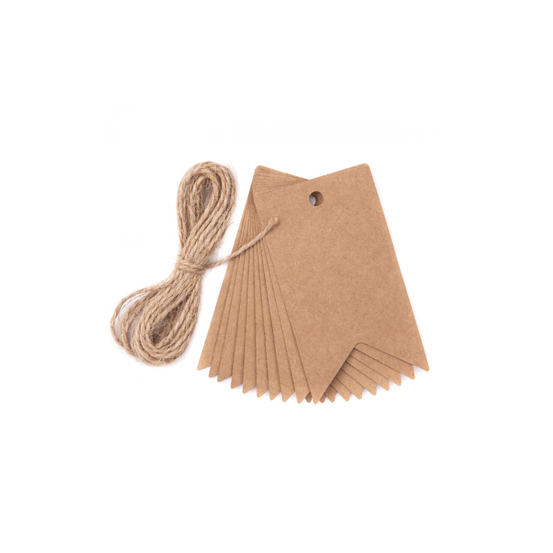 DpCraft zawieszki kraft ze sznurkiem 12 szt - sklep plastyczny - szał