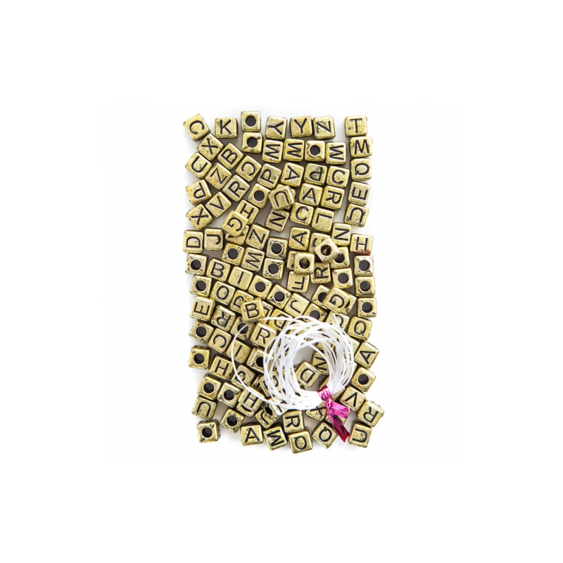 Black letter beads on a gold base 124 pcs