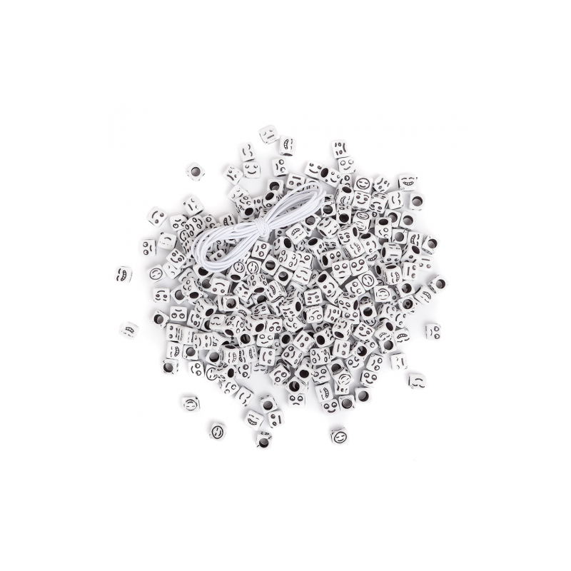 Black emoticon beads on a white base 285 pcs