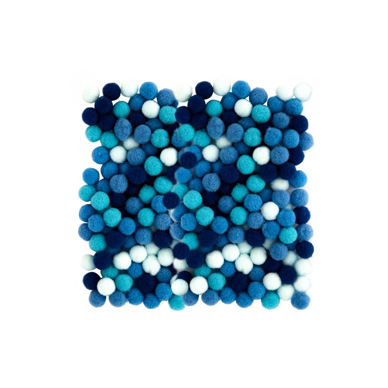 DpCraft pompony poliestrowe 1cm mix niebieski 120szt - sklep plastyczn