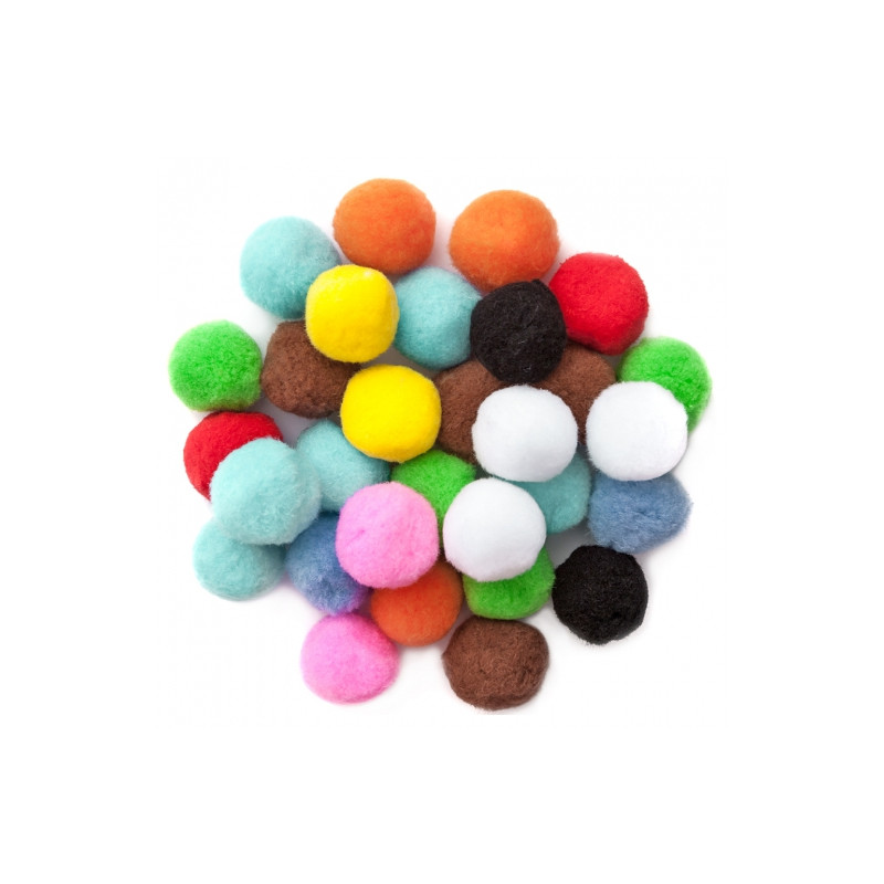DpCraft pompony poliestrowe 5cm mix 30szt - sklep plastyczny - szał dl