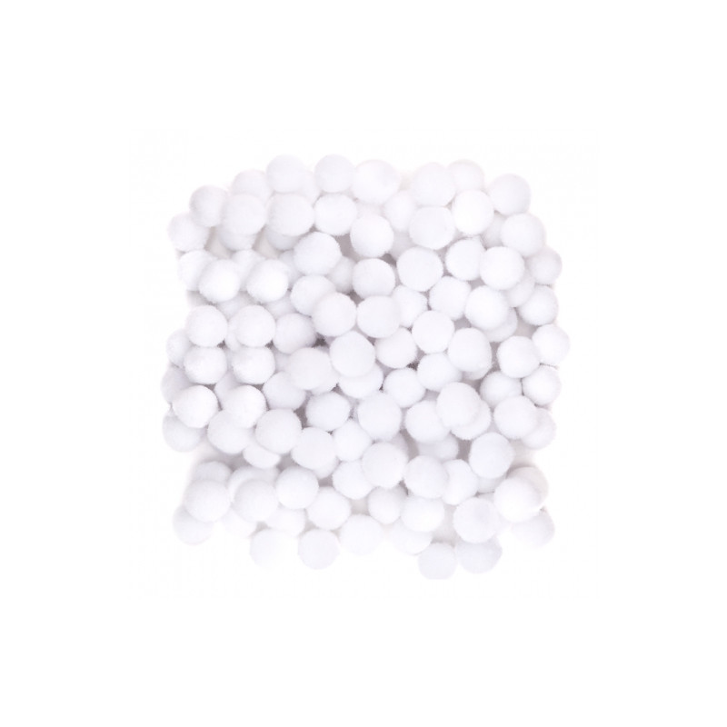 DpCraft pompony poliestrowe 1cm białe 120szt - sklep plastyczny - szał