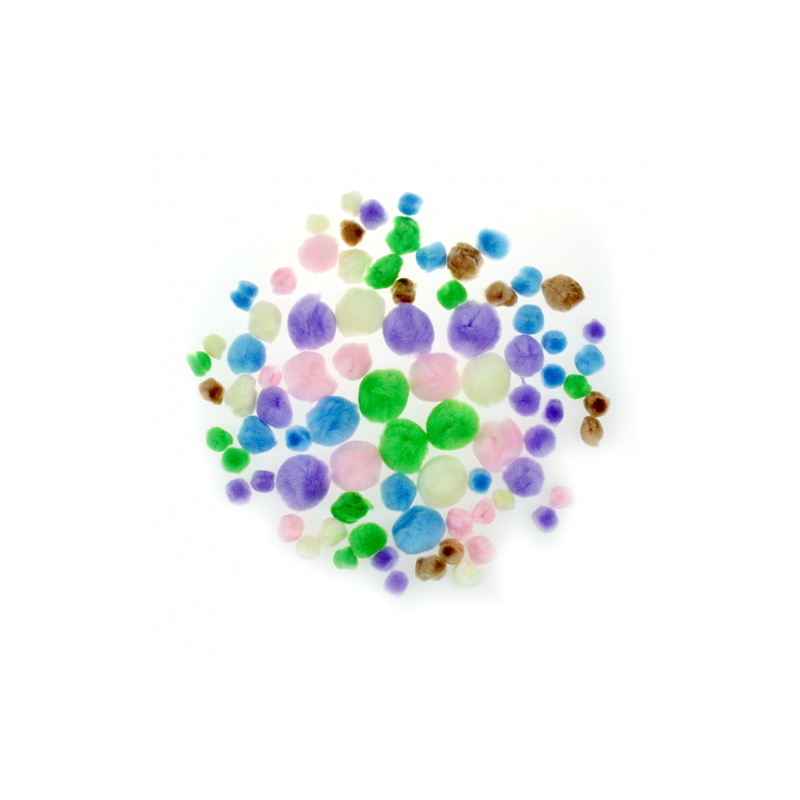Pastel acrylic pompoms mix 78 pcs