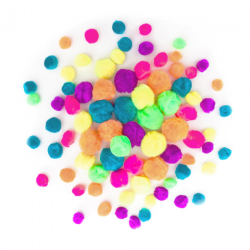 Neon acrylic pompoms mix 78 pcs