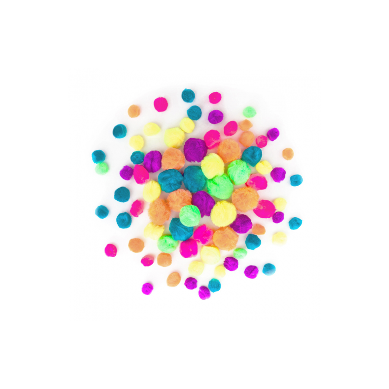 Neon acrylic pompoms mix 78 pcs