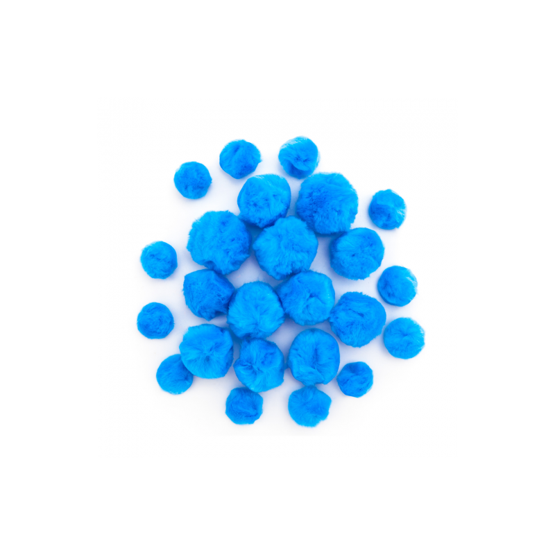 Blue acrylic pompoms mix sizes 24 pcs