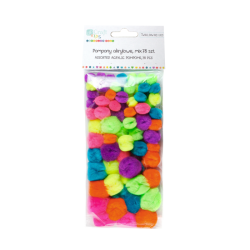 Neon acrylic pompoms mix 78 pcs