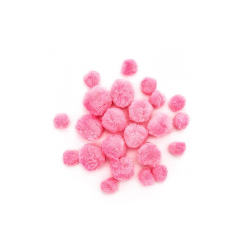 Pink acrylic pompoms mix sizes 24 pcs